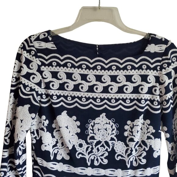 Trulli Large Back Keyhole Dress Navy and White - Picture 6 of 15